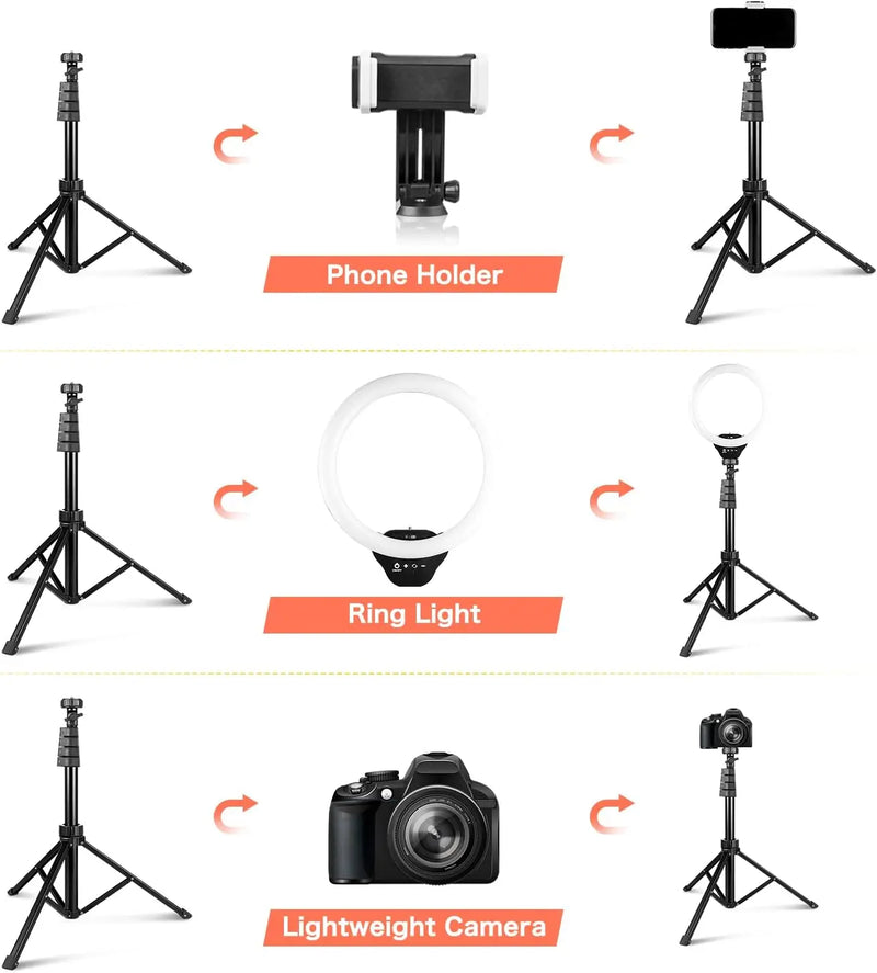 Kit Profissional Ring Light, Kit Completo, 2.1M, Tripé Universal, Controle Remoto, 6, 8, 10, 12, 18