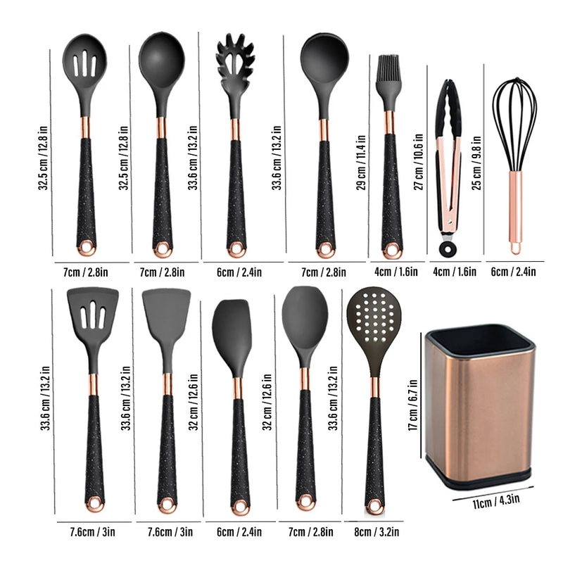 Utensílios de cozinha de silicone antiaderente.