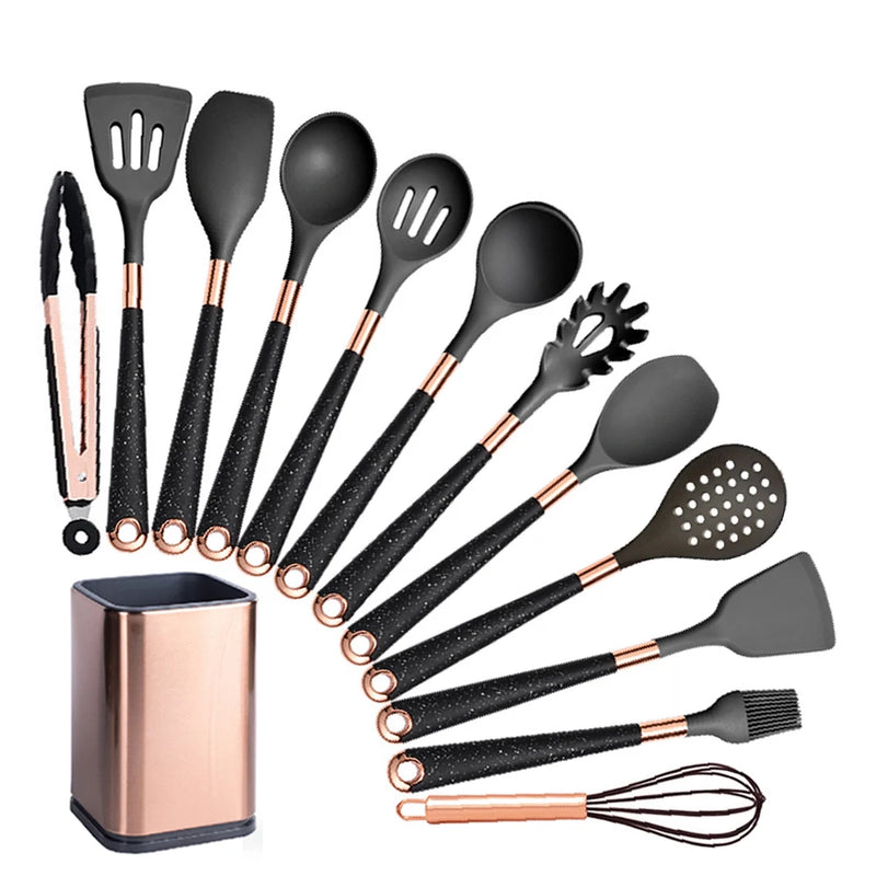 Utensílios de cozinha de silicone antiaderente.