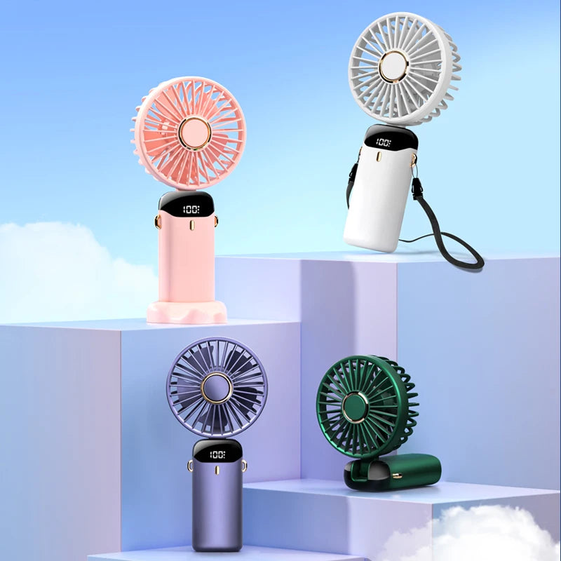 Mini ventilador portátil usb dobrável, 5 velocidades..